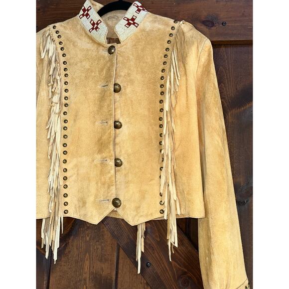 Scully vintage women’s XL leather beaded fringe jacket - Picture 3 of 10